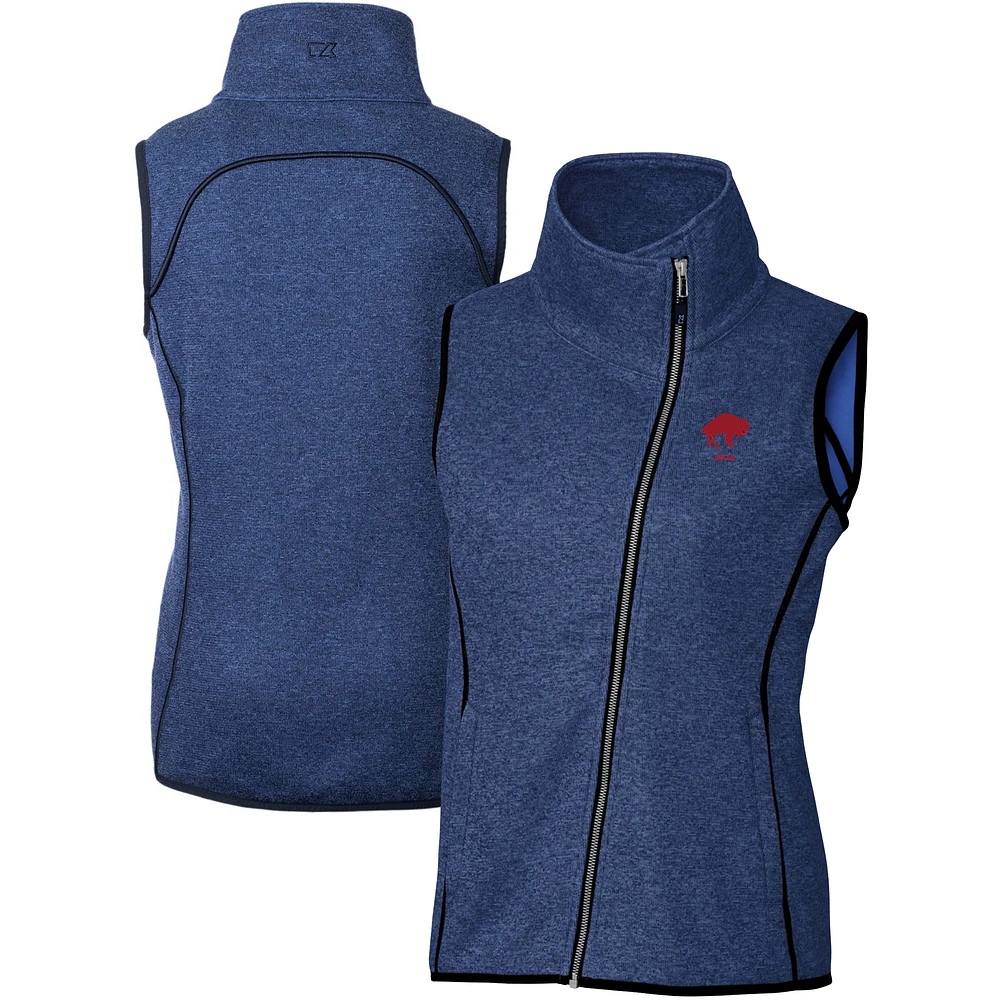 Women's Cutter & Buck Heather Royal Buffalo Bills Throwback Logo Mainsail Full-Zip Vest