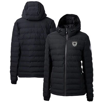 Women's Cutter & Buck Black Las Vegas Raiders Throwback Logo Mission Ridge Repreve Puffer Full-Zip Jacket
