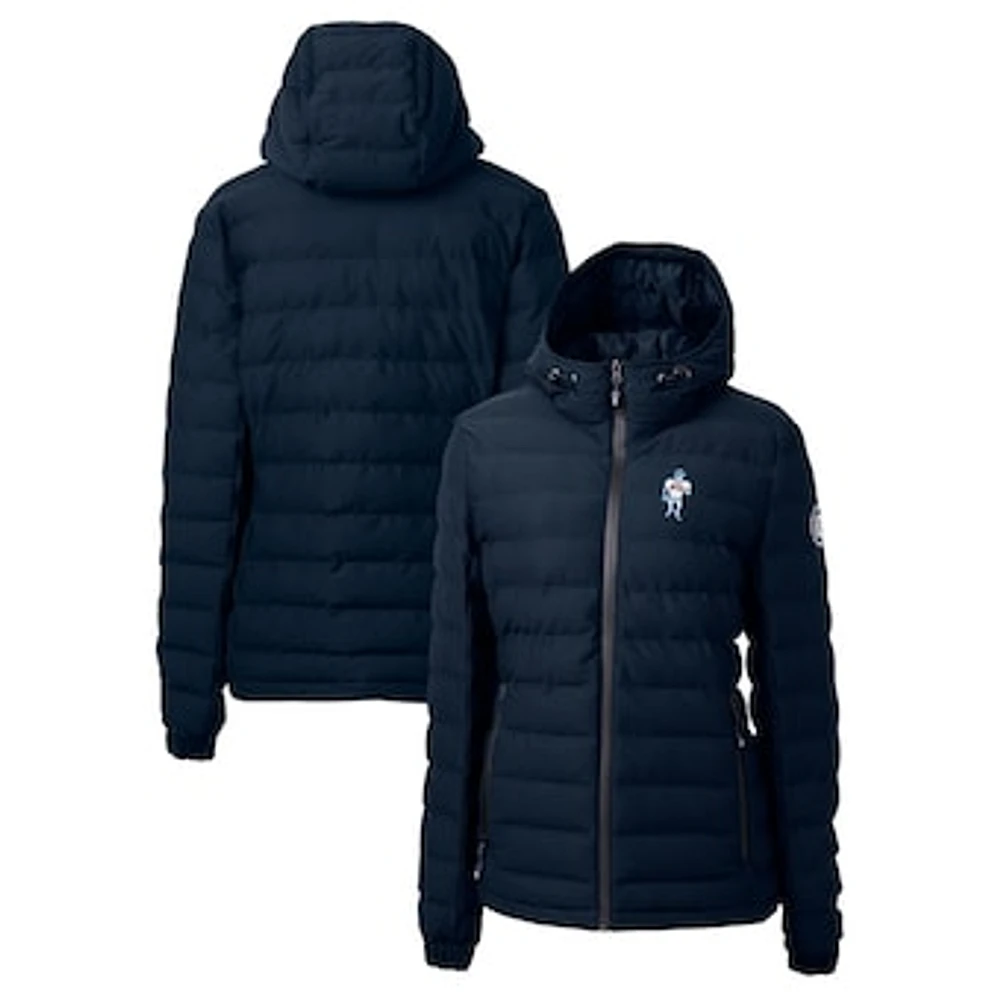 Women's Cutter & Buck Navy Houston Oilers Throwback Logo Mission Ridge Repreve Puffer Full-Zip Jacket