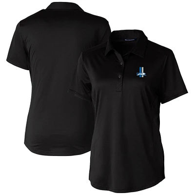 Women's Cutter & Buck Black Detroit Lions Throwback Logo Prospect Textured Stretch Polo