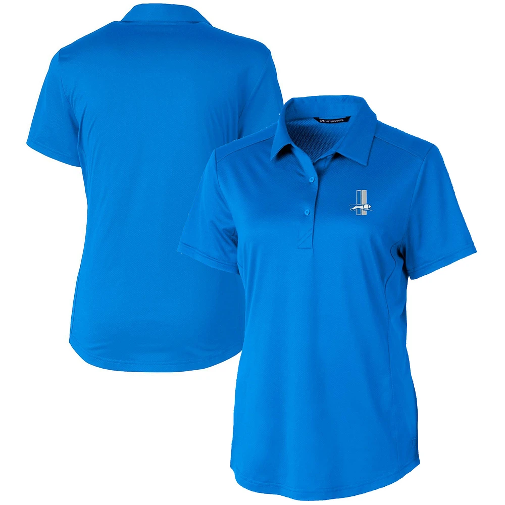 Women's Cutter & Buck Blue Detroit Lions Throwback Logo Prospect Textured Stretch Polo