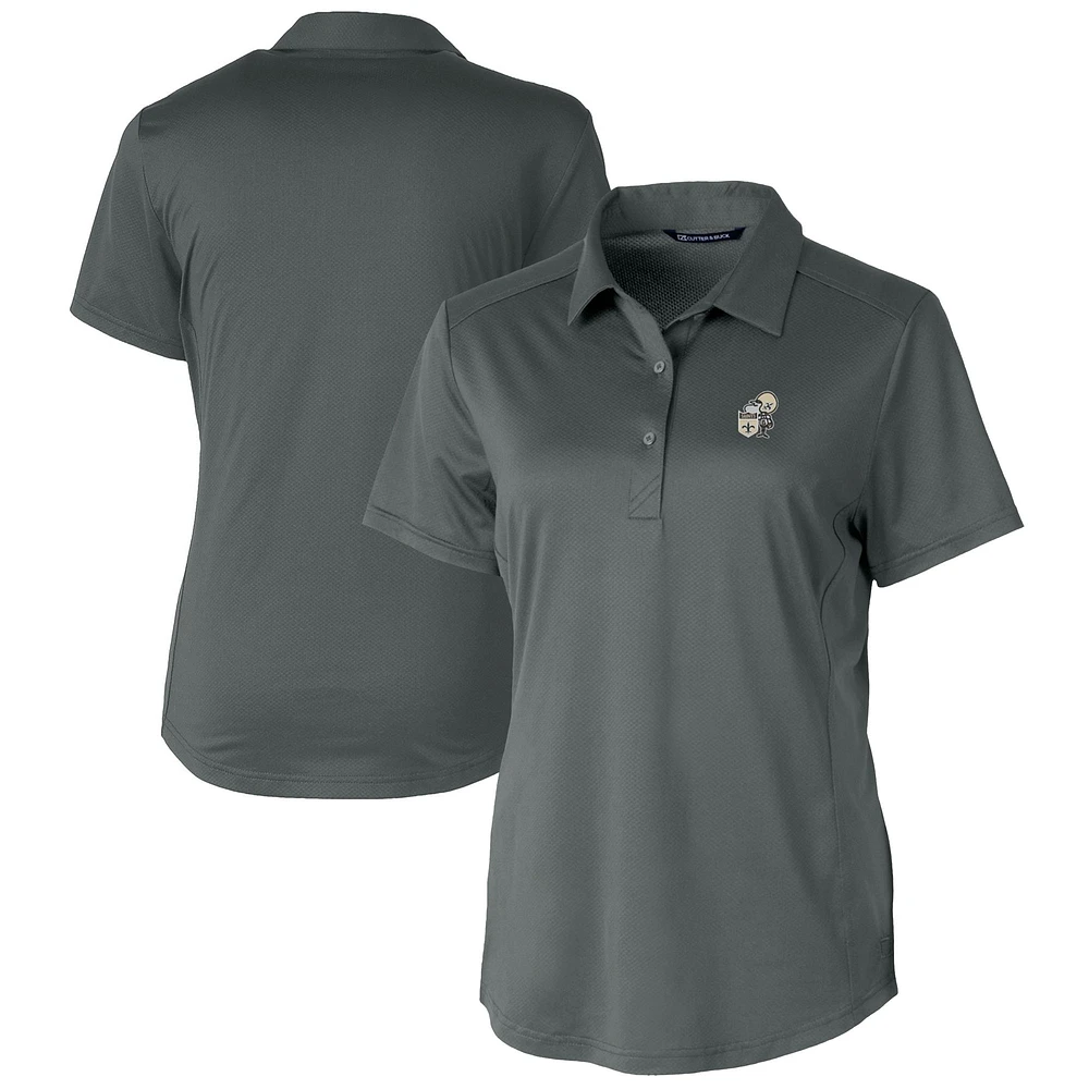 Women's Cutter & Buck Steel New Orleans Saints Throwback Logo Prospect Textured Stretch Polo