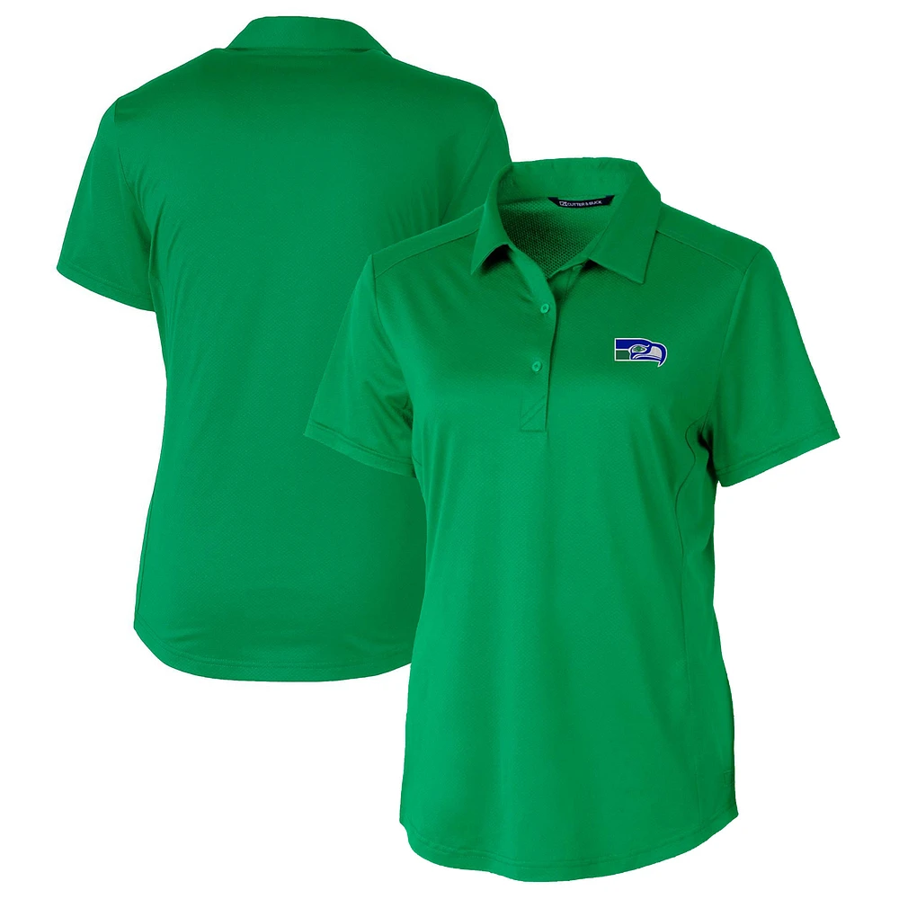 Women's Cutter & Buck Kelly Green Seattle Seahawks Throwback Logo Prospect Textured Stretch Polo