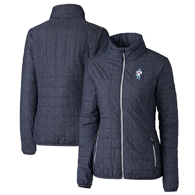 Women's Cutter & Buck Heather Navy Houston Oilers Throwback Logo Rainier PrimaLoft Eco Full-Zip Puffer Jacket