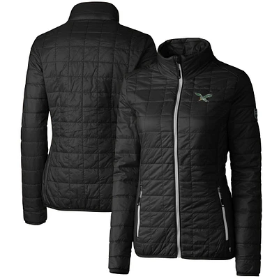 Women's Cutter & Buck Philadelphia Eagles Throwback Logo Rainier PrimaLoft Eco Full-Zip Puffer Jacket