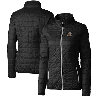Women's Cutter & Buck Black Cleveland Browns Throwback Logo Rainier PrimaLoft Eco Full-Zip Puffer Jacket