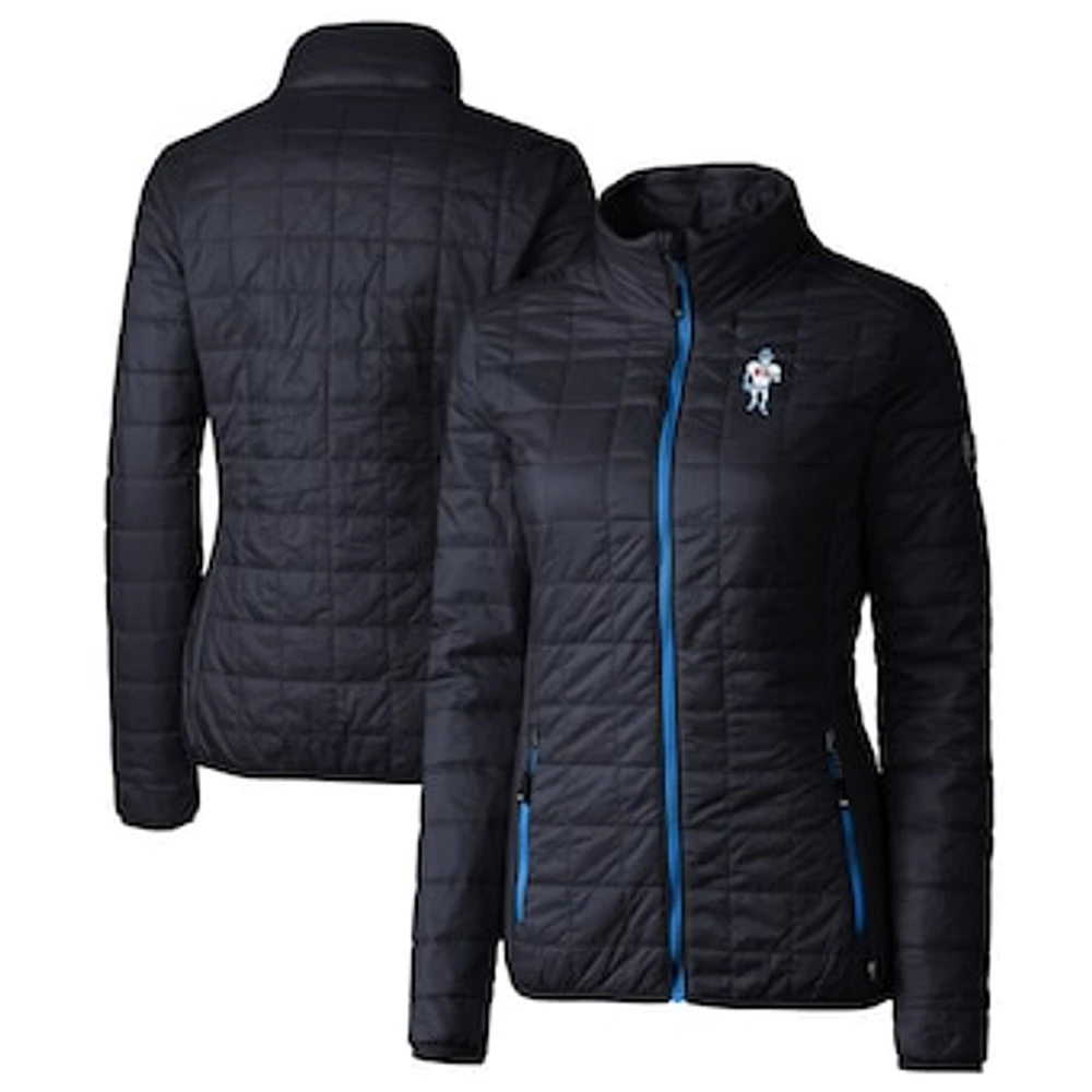 Women's Cutter & Buck Navy Houston Oilers Throwback Logo Rainier PrimaLoft Eco Full-Zip Puffer Jacket