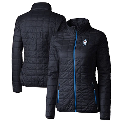 Women's Cutter & Buck Navy Houston Oilers Throwback Logo Rainier PrimaLoft Eco Full-Zip Puffer Jacket