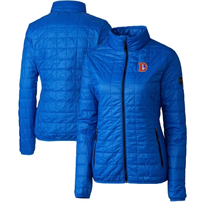 Women's Cutter & Buck Royal Denver Broncos Throwback Logo Rainier PrimaLoft Eco Full-Zip Puffer Jacket
