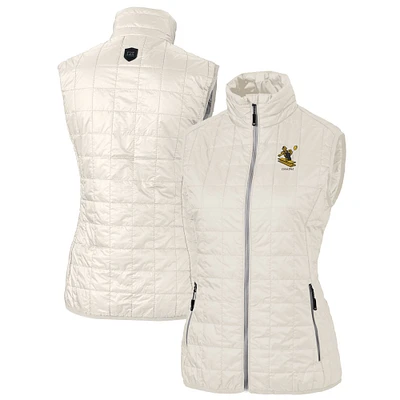 Women's Cutter & Buck Cream Pittsburgh Steelers Throwback Logo Rainier PrimaLoft Eco Full-Zip Puffer Vest