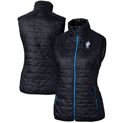 Women's Cutter & Buck Navy Houston Oilers Throwback Logo Rainier PrimaLoft Eco Full-Zip Puffer Vest
