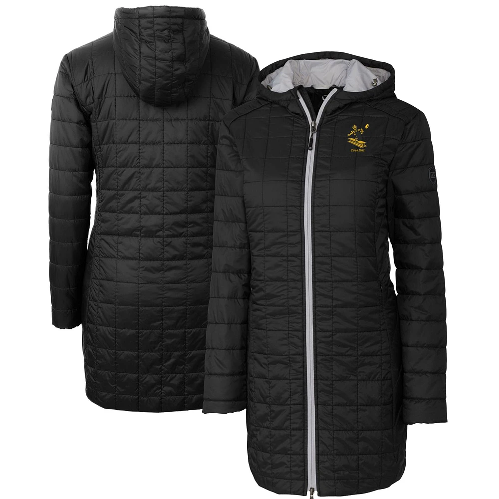 Women's Cutter & Buck Black Pittsburgh Steelers Throwback Logo Rainier Primaloft Eco Full-Zip Hoodie Long Coat