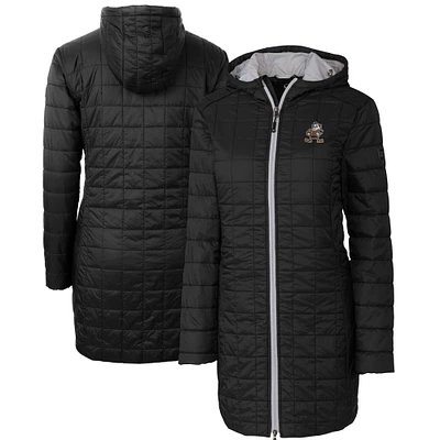 Women's Cutter & Buck Black Cleveland Browns Throwback Logo Rainier Primaloft Eco Full-Zip Hoodie Long Coat