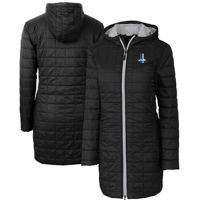 Women's Cutter & Buck Black Detroit Lions Throwback Logo Rainier Primaloft Eco Full-Zip Hoodie Long Coat