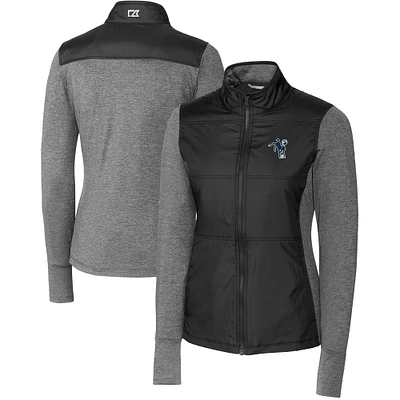 Women's Cutter & Buck Black Indianapolis Colts Throwback Logo Stealth Hybrid Quilted Full-Zip Windbreaker Jacket
