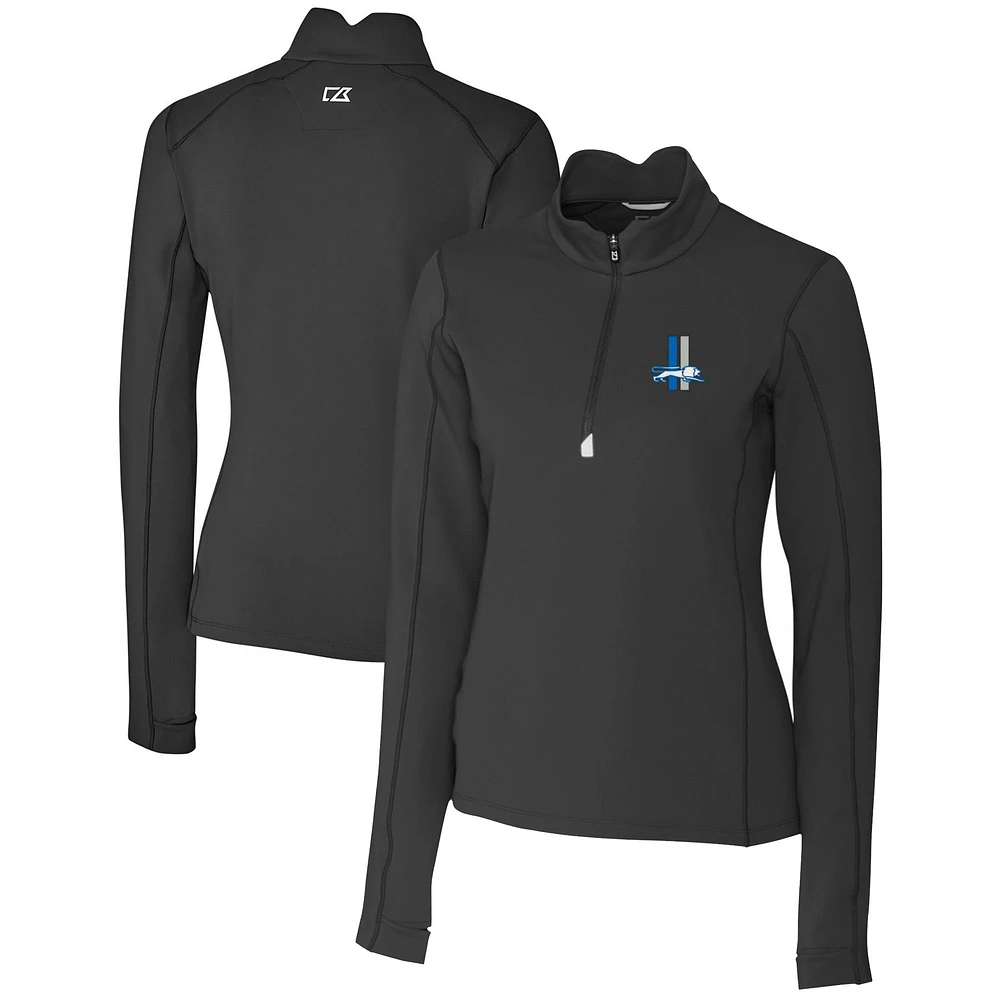 Women's Cutter & Buck Detroit Lions Throwback Logo Traverse Stretch Quarter-Zip Pullover Top