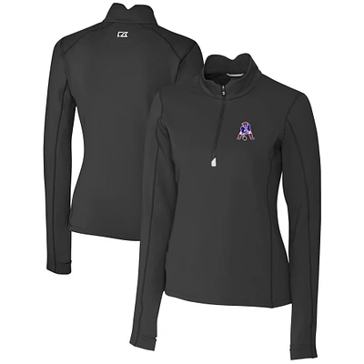 Women's Cutter & Buck New England Patriots Throwback Logo Traverse Stretch Quarter-Zip Pullover Top