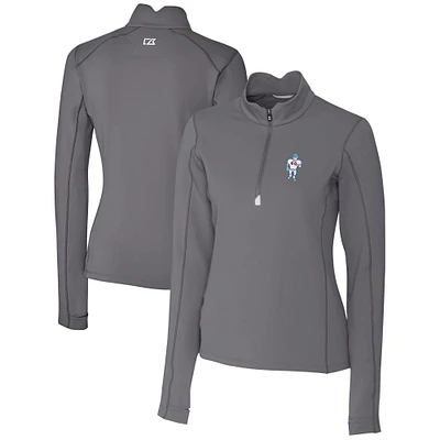 Women's Cutter & Buck Steel Houston Oilers Throwback Logo Traverse Stretch Quarter-Zip Pullover Top