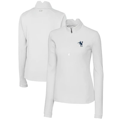Women's Cutter & Buck White Indianapolis Colts Throwback Logo Traverse Stretch Quarter-Zip Pullover Top