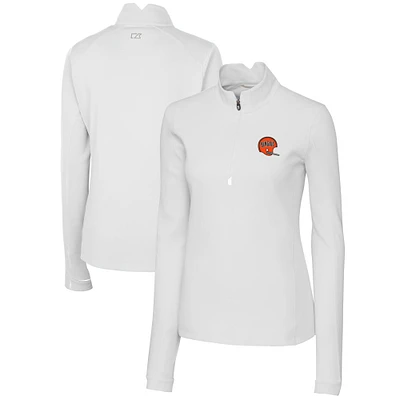 Women's Cutter & Buck White Cincinnati Bengals Throwback Logo Traverse Stretch Quarter-Zip Pullover Top