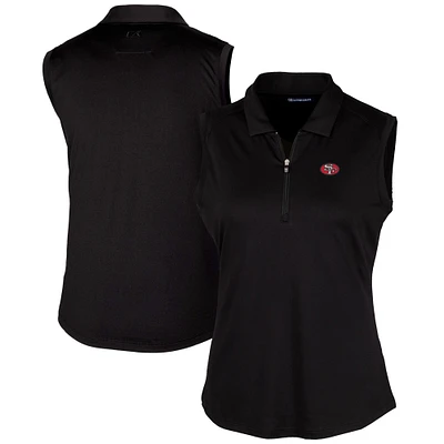 Women's Cutter & Buck Black San Francisco 49ers Throwback Logo Forge Stretch Sleeveless Polo