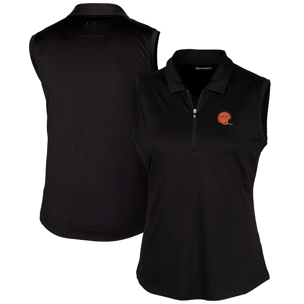 Women's Cutter & Buck Black Cincinnati Bengals Throwback Logo Forge Stretch Sleeveless Polo