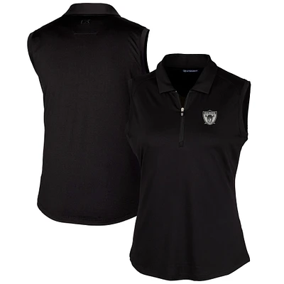 Women's Cutter & Buck Black Las Vegas Raiders Throwback Logo Forge Stretch Sleeveless Polo