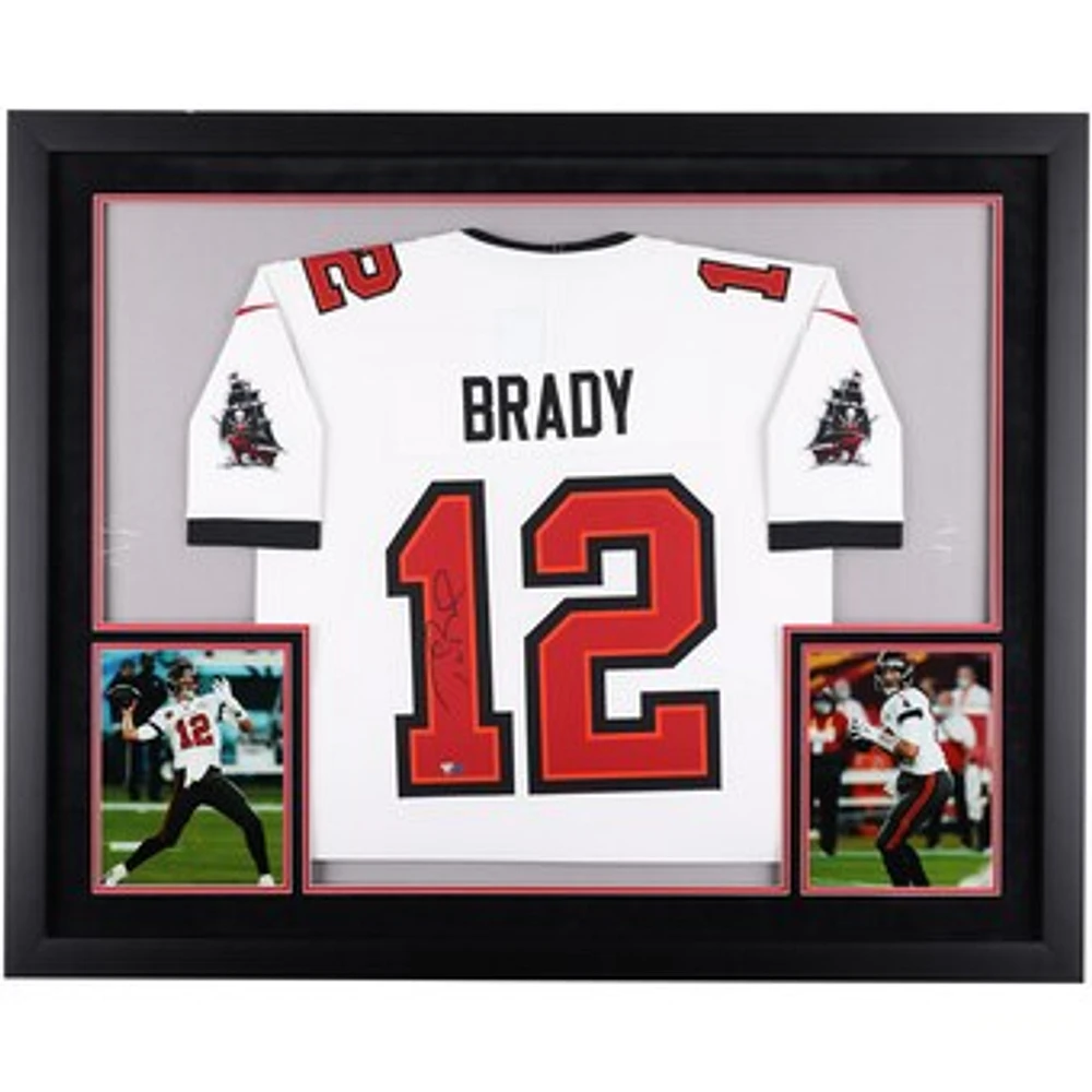 Tom Brady Tampa Bay Buccaneers Autographed Super Bowl LV Champions Framed White Nike Limited Jersey