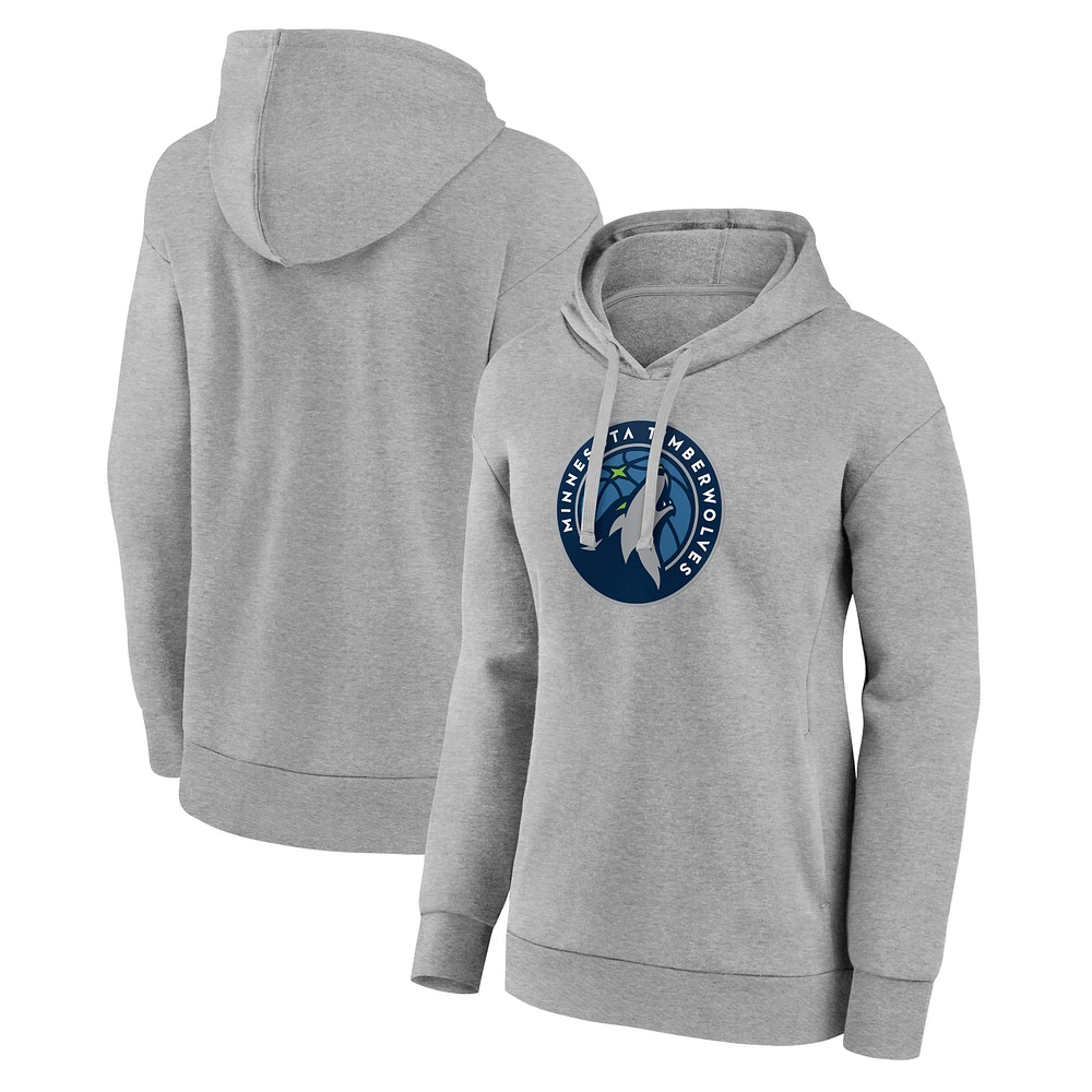 Women's Gray Minnesota Timberwolves Primary Logo Pullover Hoodie