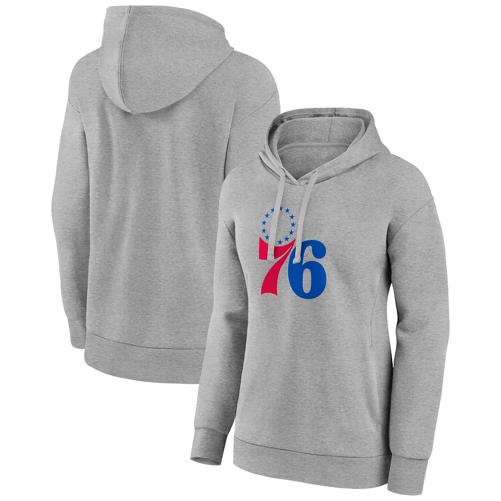 Women's Gray Philadelphia 76ers Primary Logo Pullover Hoodie