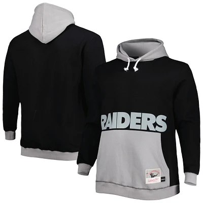 Men's Mitchell & Ness Black/Silver Las Vegas Raiders Big Tall Face Pullover Hoodie