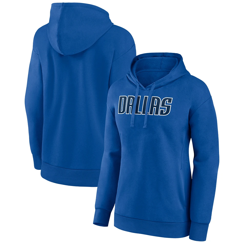 Women's Blue Dallas Mavericks Wordmark Alt Pullover Hoodie