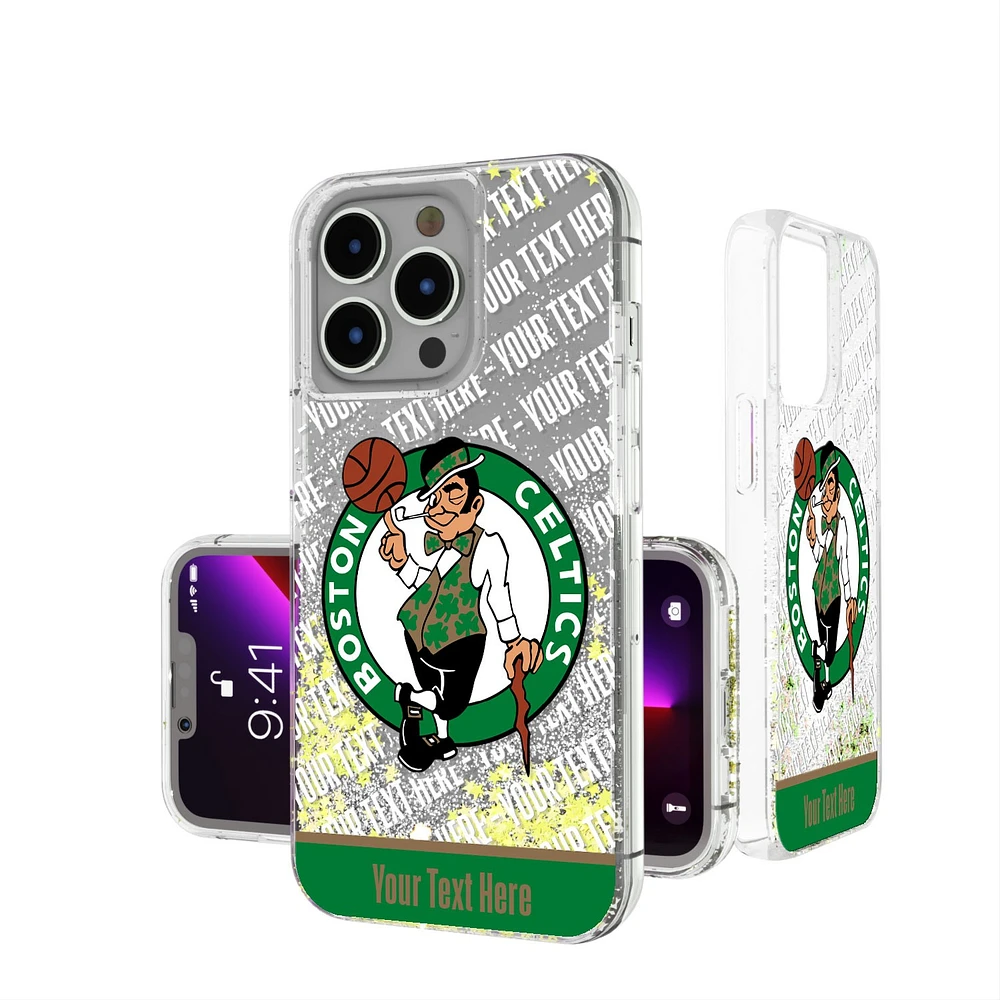 Boston Celtics Personalized Stripe iPhone Glitter Case