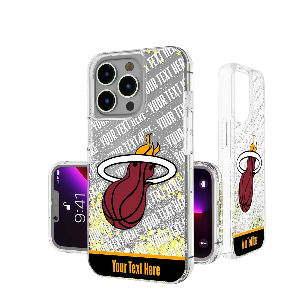 Miami Heat Personalized Stripe iPhone Glitter Case