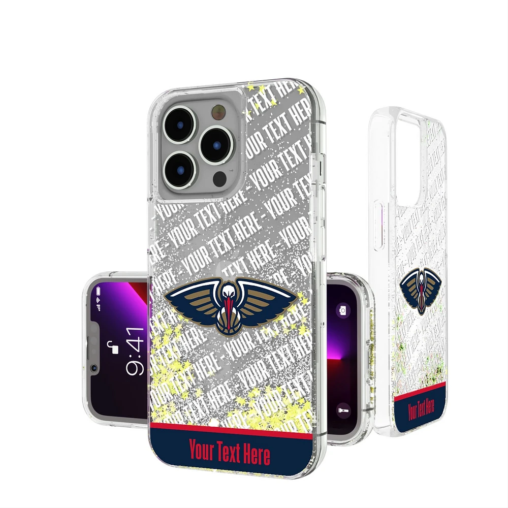 New Orleans Pelicans Personalized Stripe iPhone Glitter Case