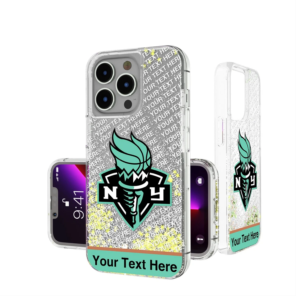 New York Liberty Personalized Stripe iPhone Glitter Case