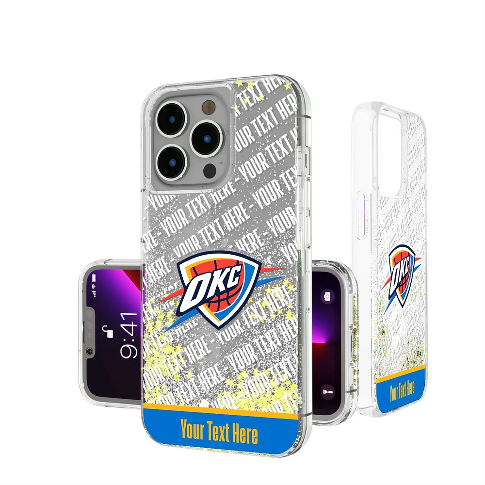 Oklahoma City Thunder Personalized Stripe iPhone Glitter Case
