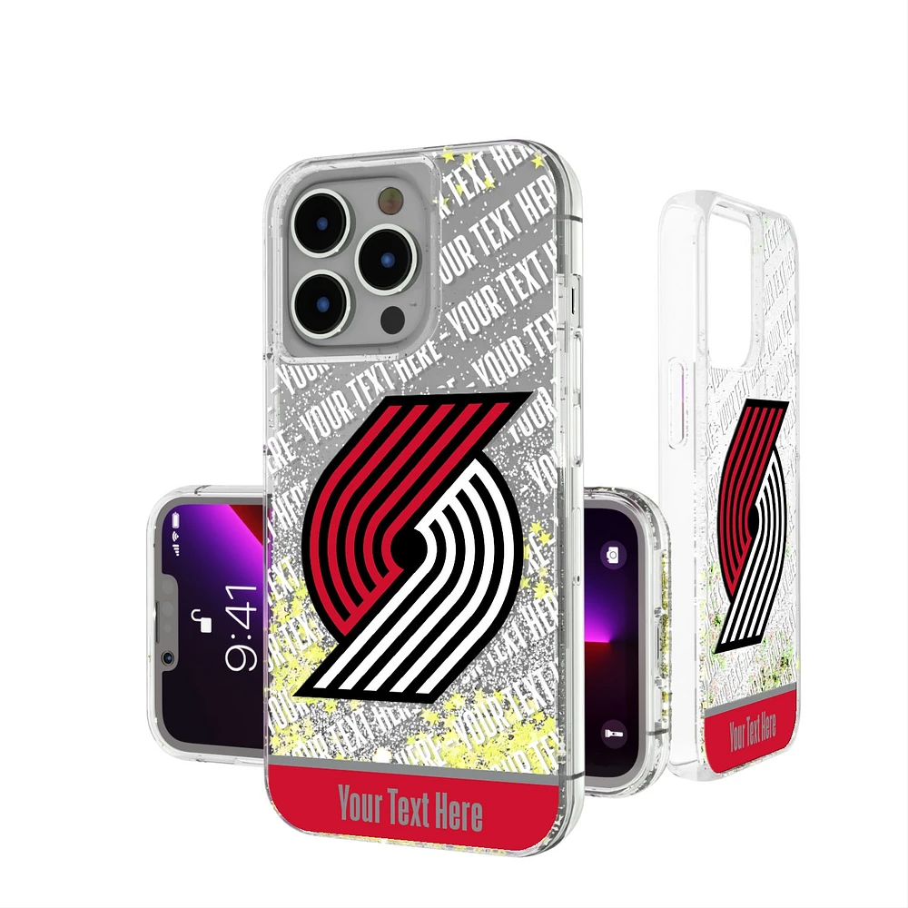 Portland Trail Blazers Personalized Stripe iPhone Glitter Case