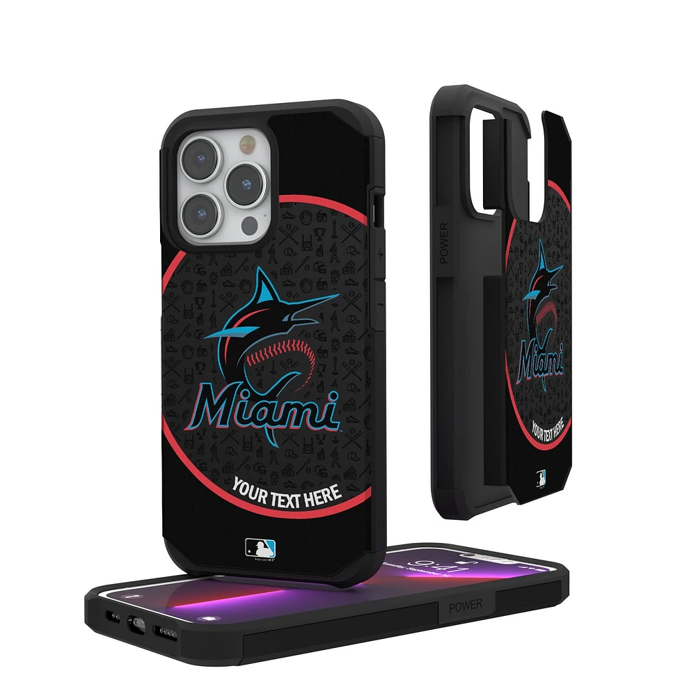 Miami Marlins iPhone Circle Design Personalized Rugged Case