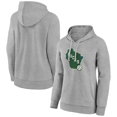 Women's Gray Milwaukee Bucks Alternate Logo Pullover Hoodie