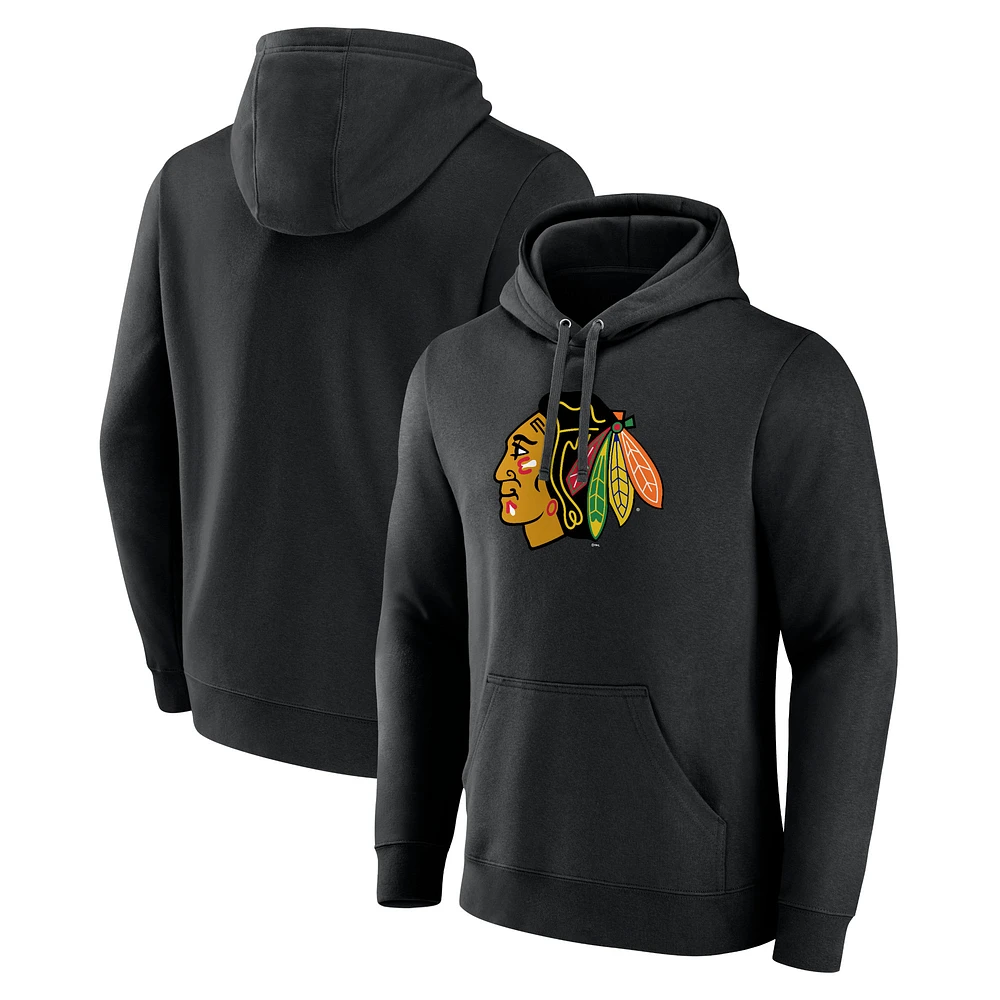 Men's Black Chicago Blackhawks Primary Logo Pullover Hoodie