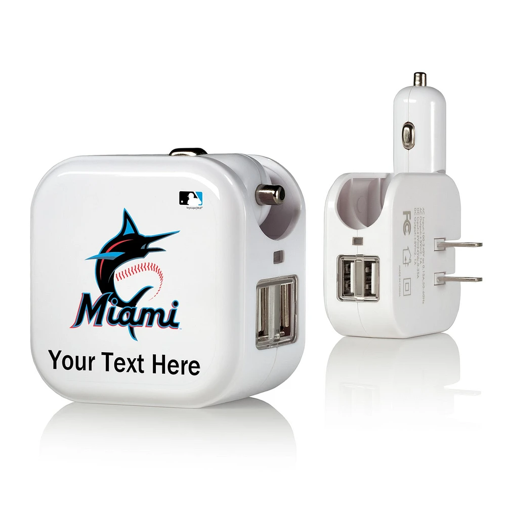 Miami Marlins Personalized 2-In-1 USB Charger