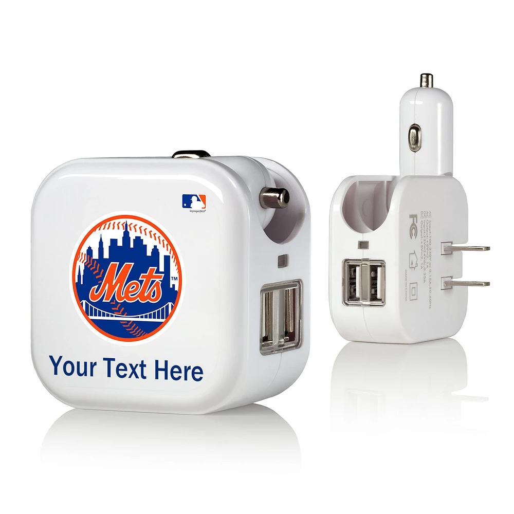 New York Mets Personalized 2-In-1 USB Charger