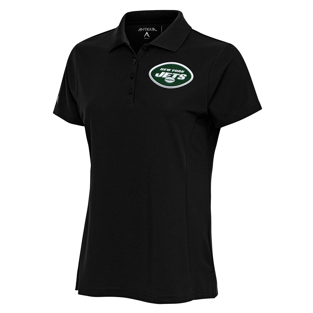 Women's Antigua Black New York Jets Team Logo Legacy Pique Polo