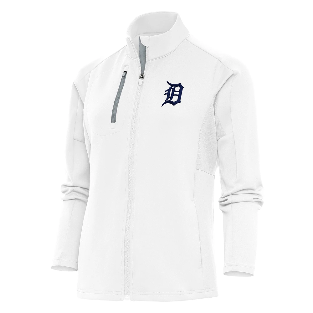 Women's Antigua White Detroit Tigers Logo Generation Full-Zip Jacket