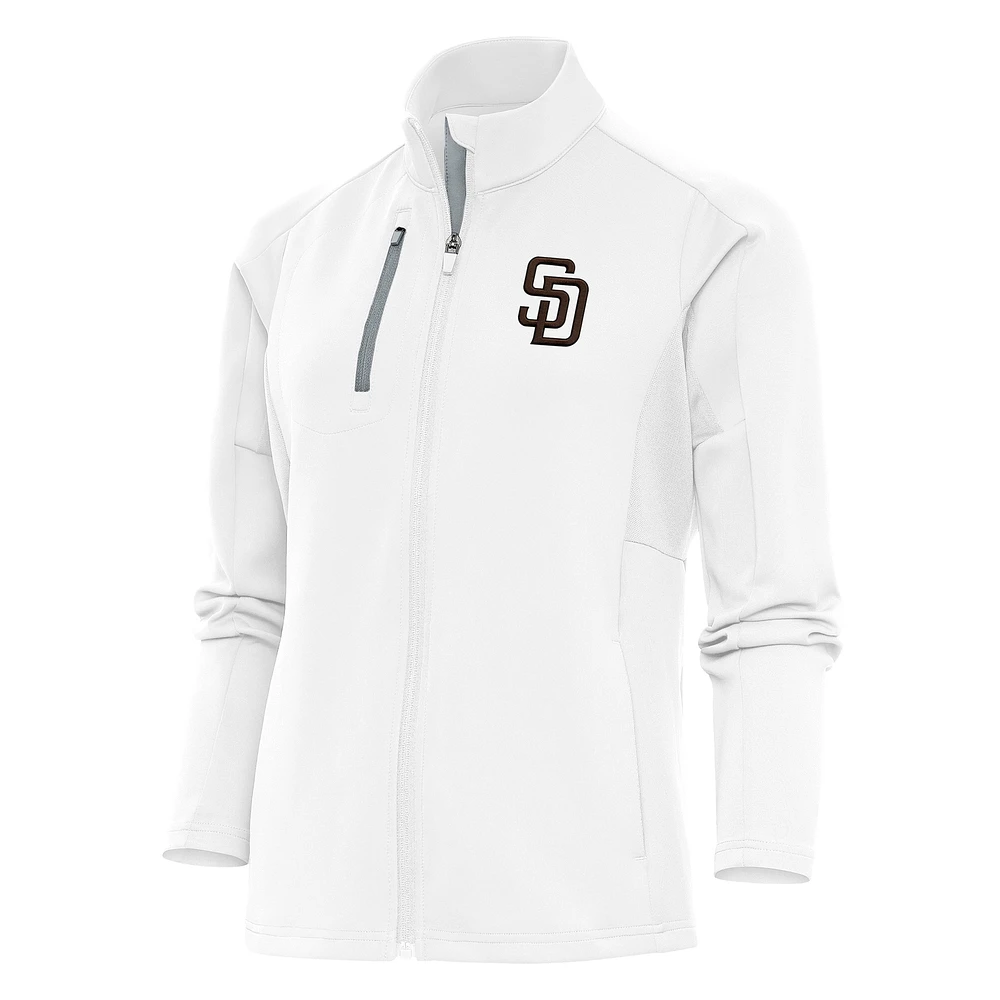 Women's Antigua White San Diego Padres Logo Generation Full-Zip Jacket