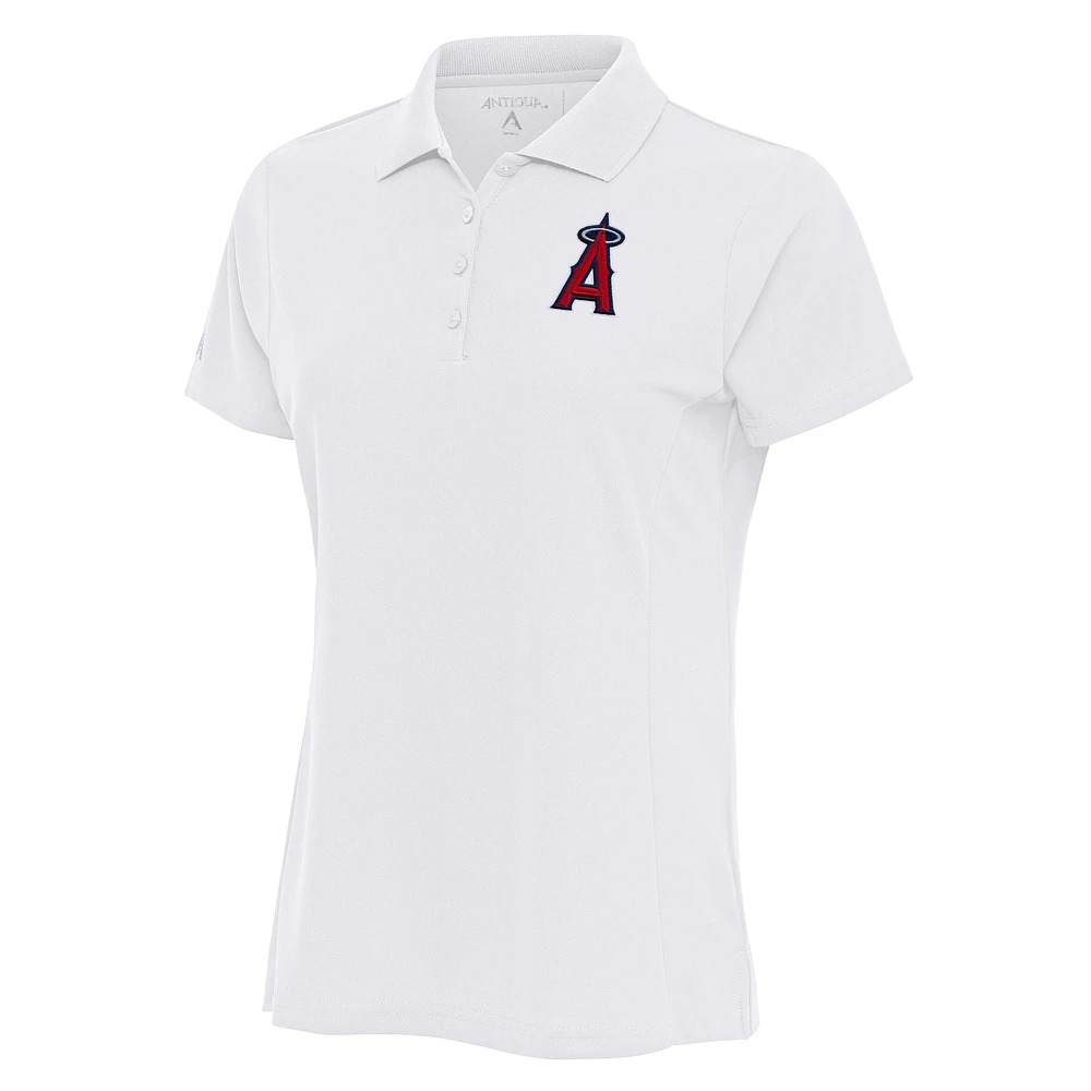 Women's Antigua White Los Angeles Angels Logo Legacy Pique Polo