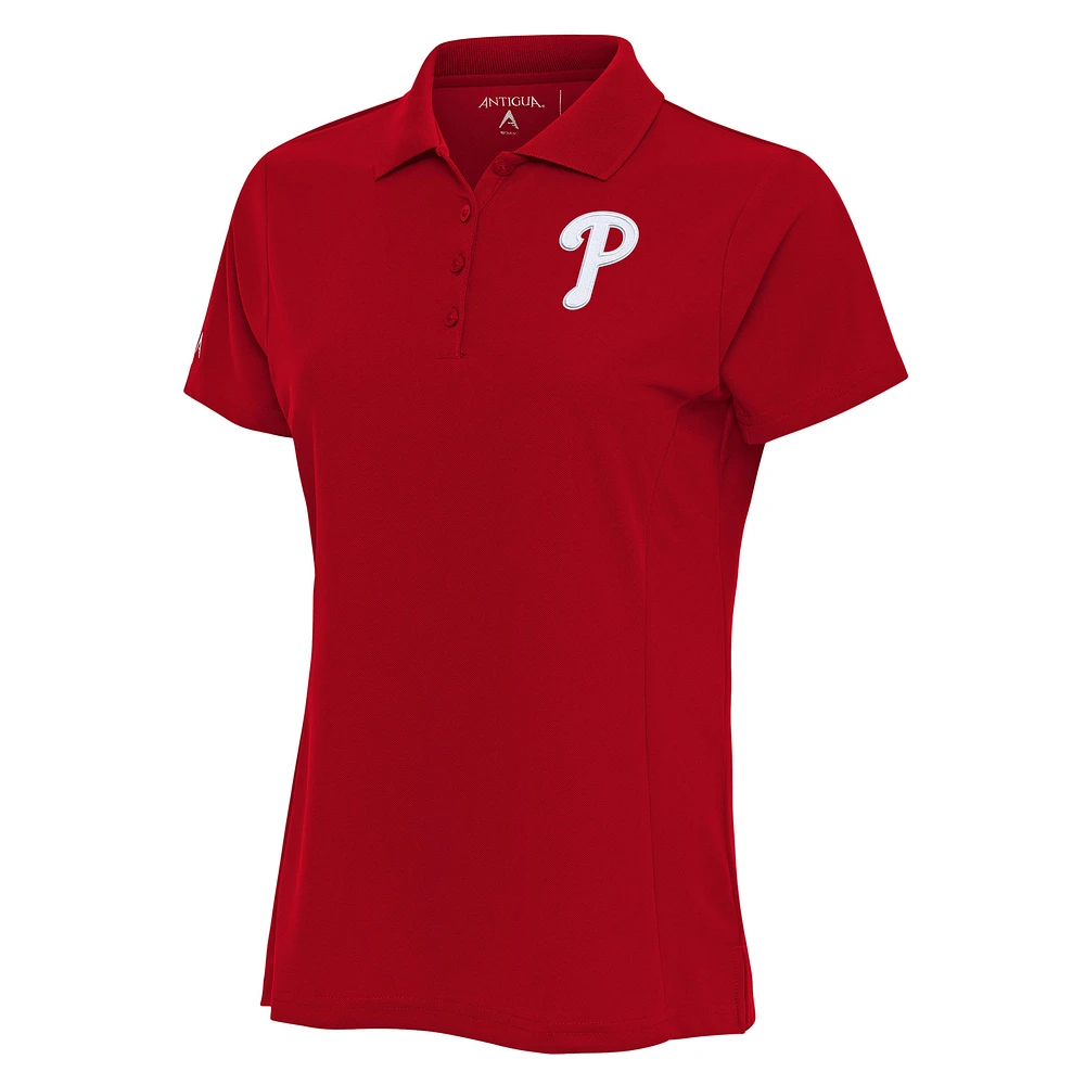 Women's Antigua Red Philadelphia Phillies Logo Legacy Pique Polo