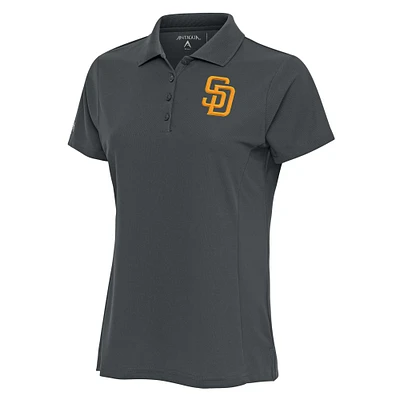 Women's Antigua Charcoal San Diego Padres Logo Legacy Pique Polo