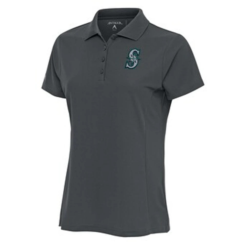 Women's Antigua Charcoal Seattle Mariners Logo Legacy Pique Polo